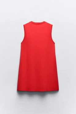 Online VESTIDO CORTO PUNTO LISO Mujer Vestidos|Cárdigan / Jerséis