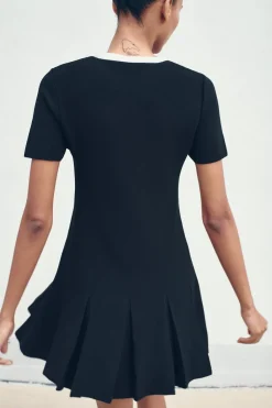 Fashion VESTIDO CORTO PUNTO TABLAS Mujer Vestidos|Cárdigan / Jerséis