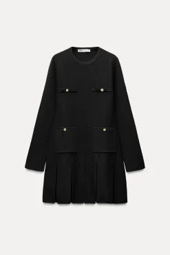 Outlet VESTIDO CORTO PUNTO TABLAS Mujer Vestidos|Cárdigan / Jerséis