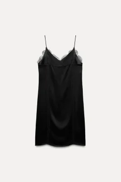 Outlet VESTIDO CORTO SATINADO PUNTILLA ZW COLLECTION Mujer Vestidos