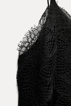 Outlet VESTIDO CORTO SATINADO PUNTILLA ZW COLLECTION Mujer Vestidos