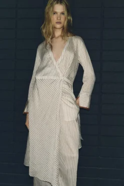 Fashion VESTIDO CRUZADO CONTRASTE ZW COLLECTION Mujer Vestidos