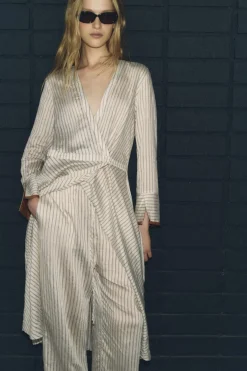 Fashion VESTIDO CRUZADO CONTRASTE ZW COLLECTION Mujer Vestidos