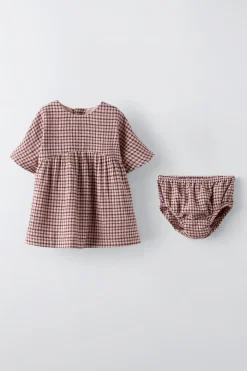 Niños ZARA 6 - 18 Meses·Vestidos / Monos<VESTIDO CUADROS