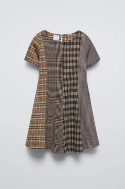 Niños ZARA 6 - 14 Años·Vestidos / Monos<VESTIDO CUADROS COMBINADOS