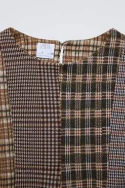 Niños ZARA 6 - 14 Años·Vestidos / Monos<VESTIDO CUADROS COMBINADOS