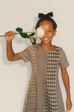 Niños ZARA 6 - 14 Años·Vestidos / Monos<VESTIDO CUADROS COMBINADOS