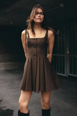 Best VESTIDO CUADROS LAZOS Mujer Vestidos