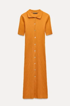 Clearance VESTIDO CUELLO POLO RIB BOTONES Mujer Vestidos