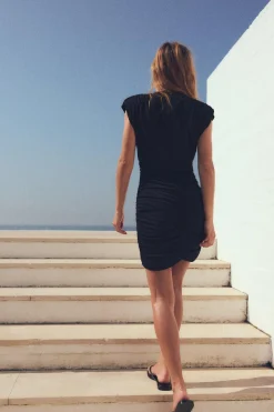 New VESTIDO CUT OUT DRAPEADO HOMBRERAS Mujer Vestidos