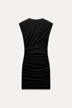 New VESTIDO CUT OUT DRAPEADO HOMBRERAS Mujer Vestidos