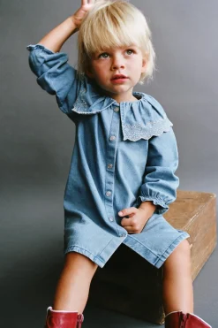 Niños ZARA 1½ - 6 Años·Vestidos / Petos|1½ - 6 Años·Jeans / Denim<VESTIDO DENIM BORDADOS