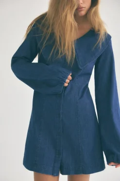 Best VESTIDO DENIM TRF CUELLO BOBO Mujer Vestidos