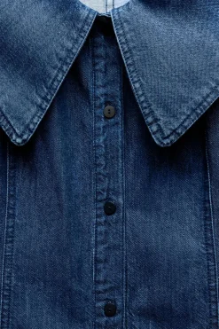 Best VESTIDO DENIM TRF CUELLO BOBO Mujer Vestidos