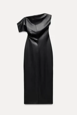 Fashion VESTIDO DRAPEADO EFECTO PIEL ZW COLLECTION Mujer Vestidos