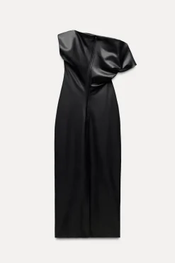 Fashion VESTIDO DRAPEADO EFECTO PIEL ZW COLLECTION Mujer Vestidos