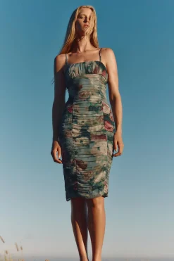 Sale VESTIDO DRAPEADO ESTAMPADO FLORAL Mujer Vestidos