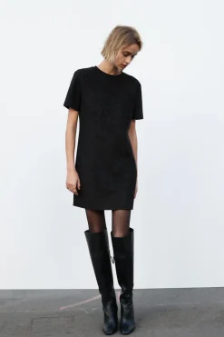 Outlet VESTIDO EFECTO ANTE BRILLOS Mujer Vestidos