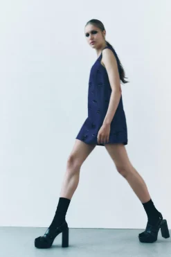 Fashion VESTIDO EFECTO DENIM ABALORIOS ZW COLLECTION Mujer Vestidos