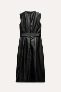 Discount VESTIDO EFECTO PIEL CINTURÓN ZW COLLECTION Mujer Vestidos