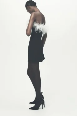 Discount VESTIDO ELÁSTICO PLUMAS Mujer Vestidos