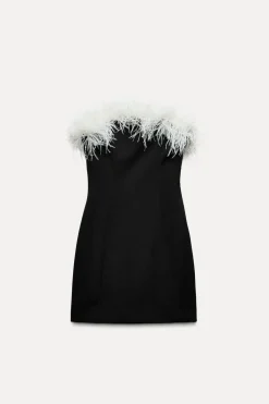 Discount VESTIDO ELÁSTICO PLUMAS Mujer Vestidos