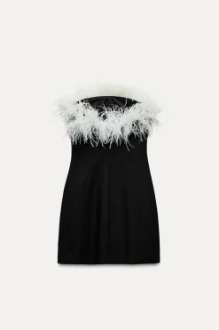 Discount VESTIDO ELÁSTICO PLUMAS Mujer Vestidos