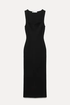 Outlet VESTIDO ENTALLADO PUNTO LISO Mujer Vestidos|Cárdigan / Jerséis