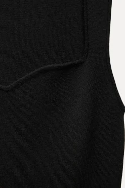 Outlet VESTIDO ENTALLADO PUNTO LISO Mujer Vestidos|Cárdigan / Jerséis