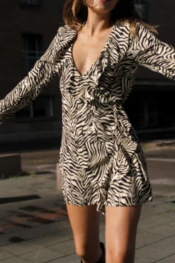 Hot VESTIDO ESTAMPADO ANIMAL VOLANTES Mujer Vestidos