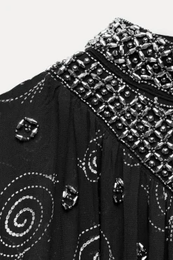 Best VESTIDO ESTAMPADO BORDADO ABALORIOS ZW COLLECTION Mujer Vestidos