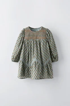 Niños ZARA 1½ - 6 Años·Vestidos / Petos|6 - 18 Meses·Vestidos / Monos<VESTIDO ESTAMPADO NIDO DE ABEJA