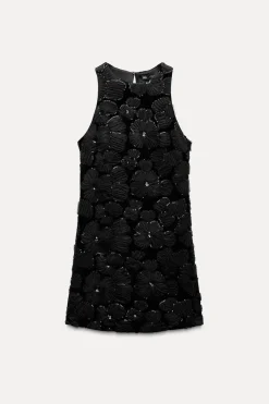 Best VESTIDO ESTRUCTURA FLOR LENTEJUELAS Mujer Vestidos