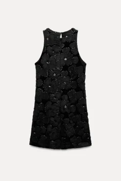 Best VESTIDO ESTRUCTURA FLOR LENTEJUELAS Mujer Vestidos