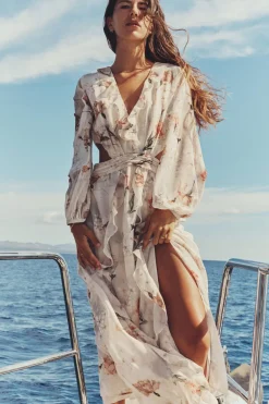 Hot VESTIDO FLORES VOLANTES CUT OUT Mujer Vestidos