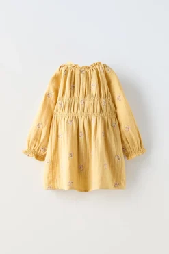 Niños ZARA 1½ - 6 Años·Vestidos / Petos|6 - 18 Meses·Vestidos / Monos<VESTIDO GOMAS BORDADO FLORES