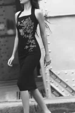 Sale VESTIDO HALTER BRILLOS PUNTO STRETCH Mujer Vestidos