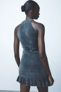 Clearance VESTIDO HALTER EFECTO PELO ABALORIOS Mujer Vestidos