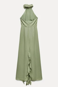 Outlet VESTIDO HALTER FLOR VOLANTES Mujer Vestidos