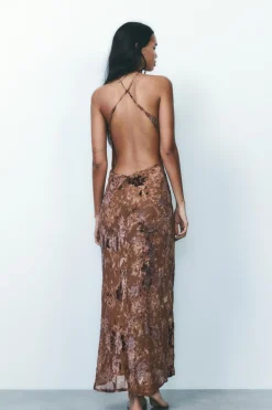 New VESTIDO HALTER FLORES TERCIOPELO Mujer Vestidos