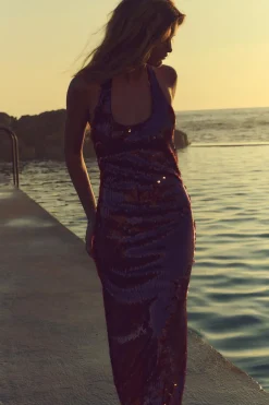 Discount VESTIDO HALTER LENTEJUELAS Mujer Vestidos