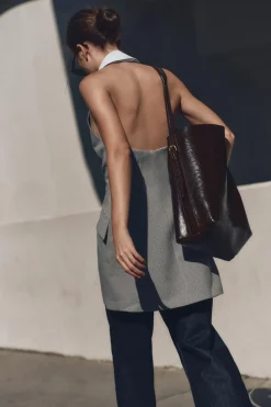 New VESTIDO HALTER MINI COMBINADO Mujer Vestidos