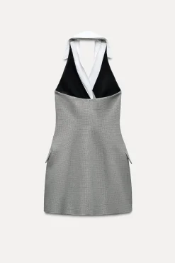 New VESTIDO HALTER MINI COMBINADO Mujer Vestidos