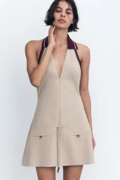 Sale VESTIDO HALTER RIB RAYA COMBINADO Mujer Vestidos