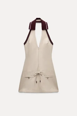 Sale VESTIDO HALTER RIB RAYA COMBINADO Mujer Vestidos