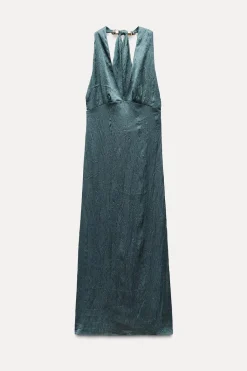 Best VESTIDO HALTER SATINADO EFECTO ARRUGADO Mujer Vestidos