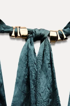 Best VESTIDO HALTER SATINADO EFECTO ARRUGADO Mujer Vestidos