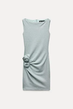 Outlet VESTIDO HILO METALIZADO FLORES RELIEVE Mujer Vestidos