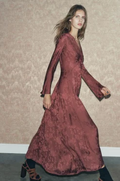 Hot VESTIDO JACQUARD BORDADO ZW COLLECTION Mujer Vestidos