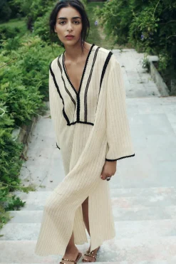 Best VESTIDO KAFATÁN RÚSTICO RAYAS Mujer Vestidos